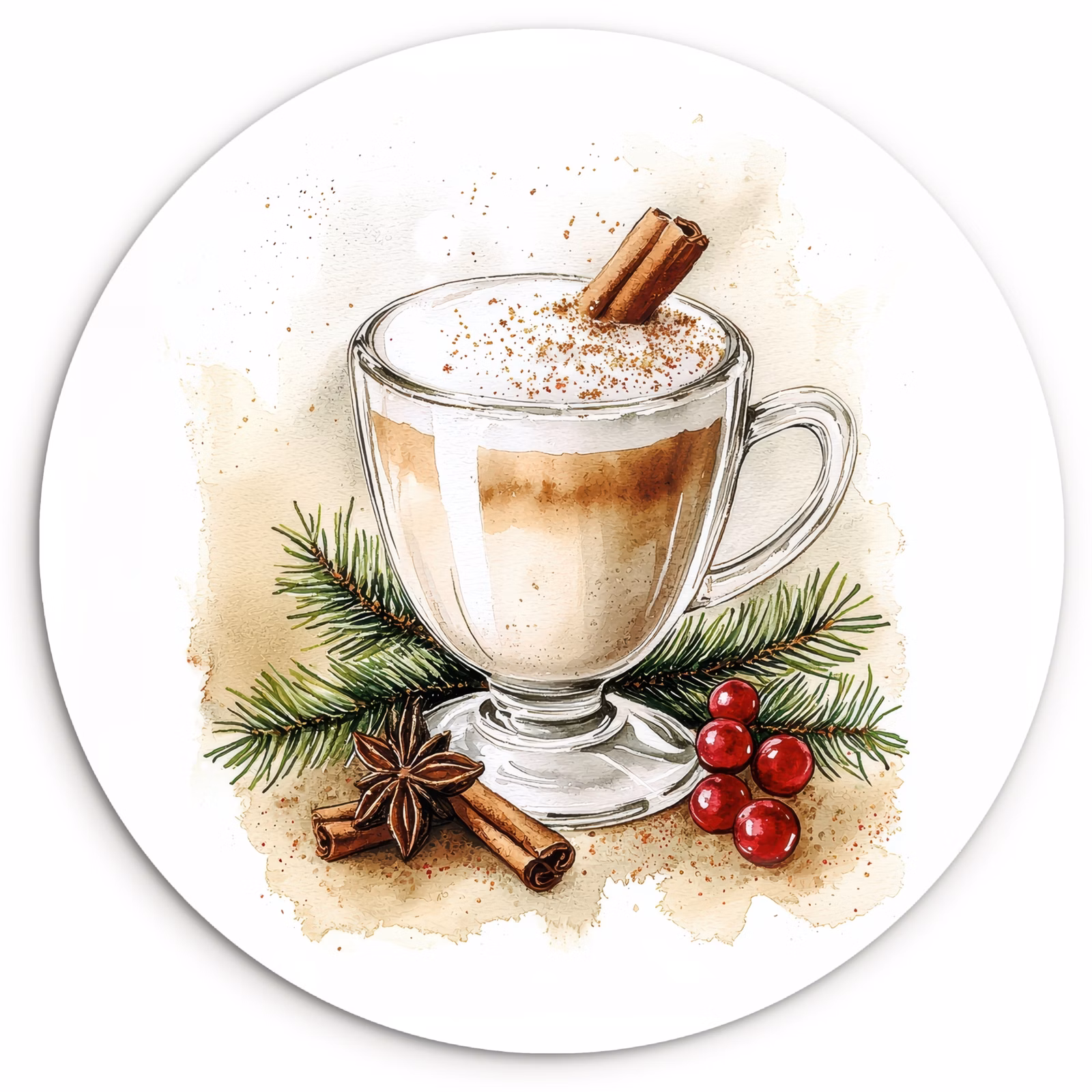 Tableau rond - Hiver - Café - Chaud - Décoration — 1