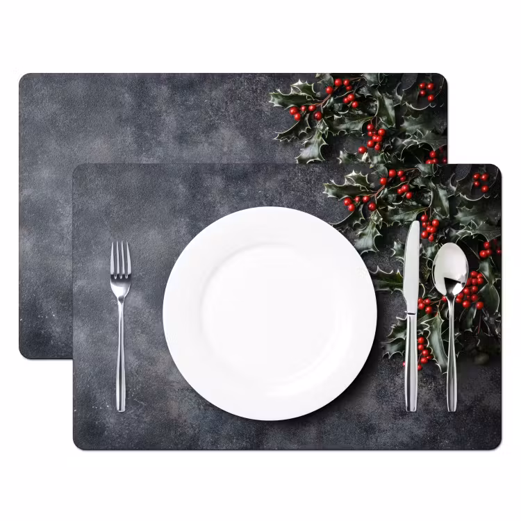 Sets de table - Noël - Branches - Hiver - Rouge — 2