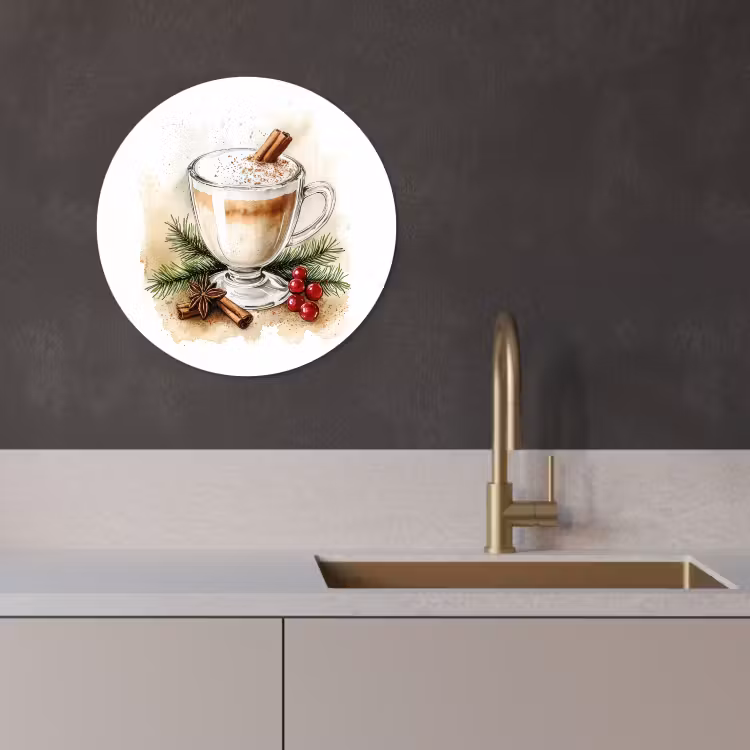 Tableau rond - Hiver - Café - Chaud - Décoration — 4