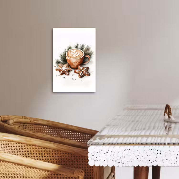 Tableau sur toile - Café - Gâteau - Hiver - Art - Noël — 2