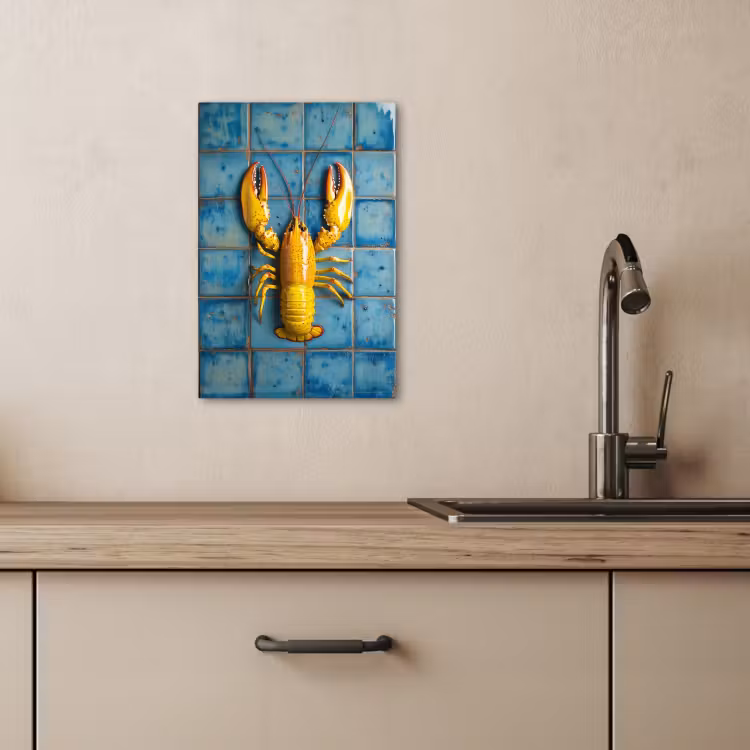 Tableau sur toile - Cancer - Jaune - Bleu - Carreaux — 2