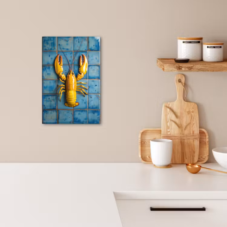 Tableau sur toile - Cancer - Jaune - Bleu - Carreaux — 3