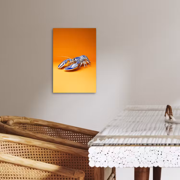 Tableau sur toile - Homard - Bleu de Delft - Bouclier - Dur - Orange — 2