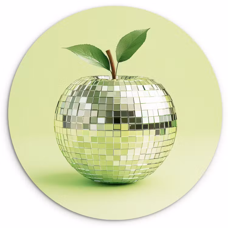 Tableau rond - Vert - Disco - Décoration - Pomme — 1