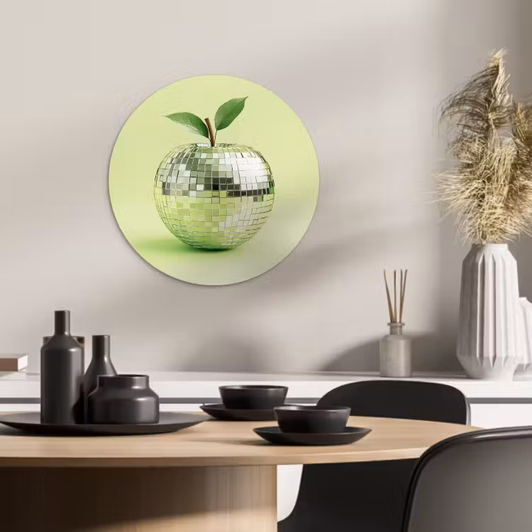 Tableau rond - Vert - Disco - Décoration - Pomme — 2