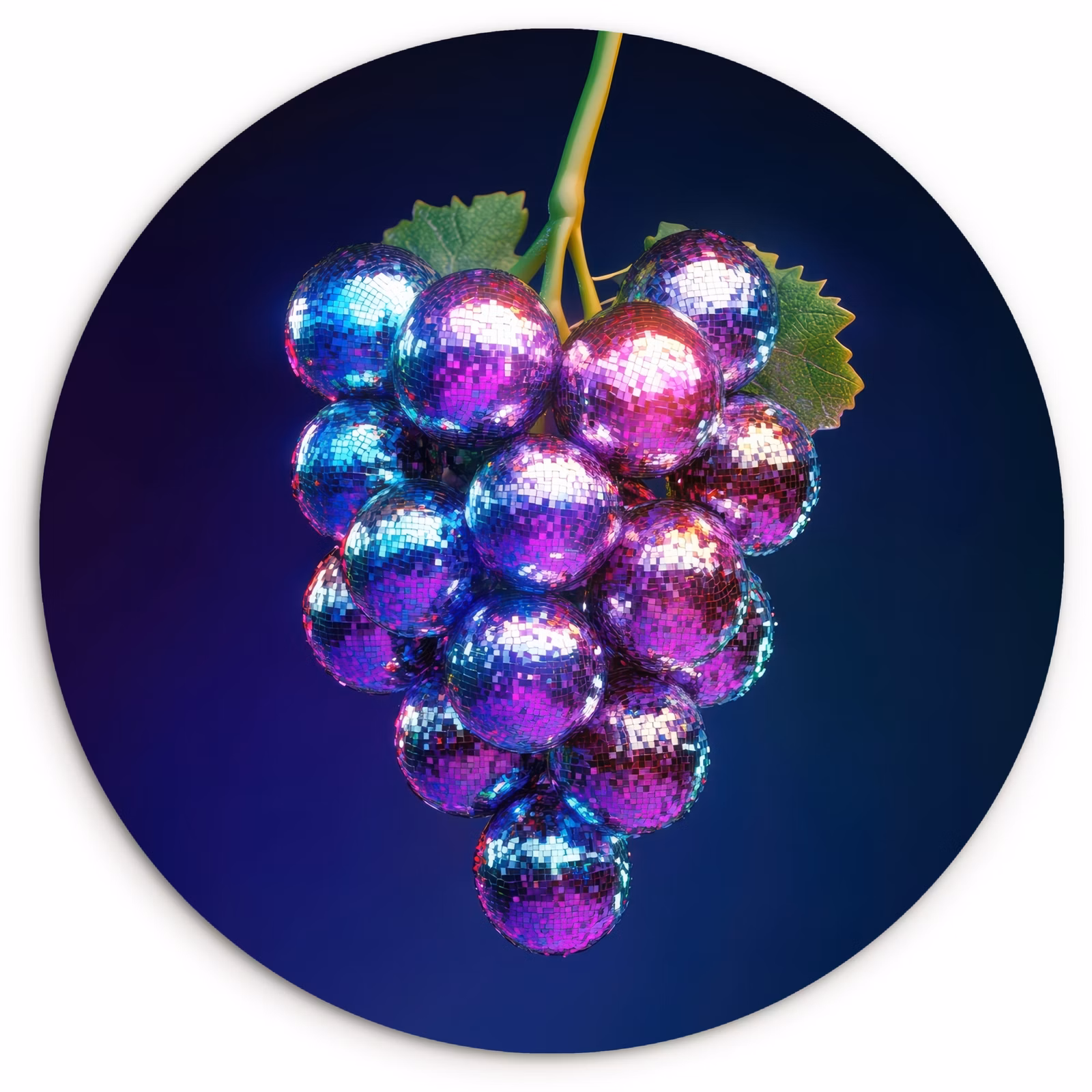 Tableau rond - Violet - Disco - Fête - Raisin — 1