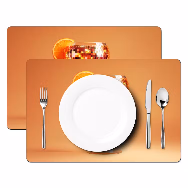 Sets de table - Boisson - Orange - Paillettes - Disco — 2