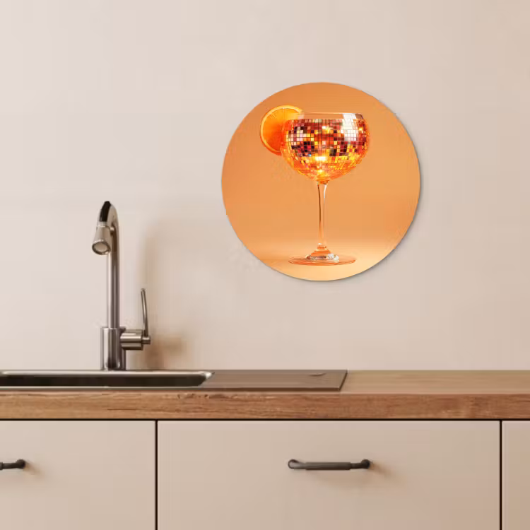 Tableau rond - Boisson - Orange - Paillettes - Disco — 4