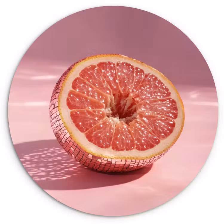 Tableau rond - Pamplemousse - Rose - Disco - Brillant — 1