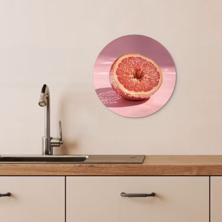 Tableau rond - Pamplemousse - Rose - Disco - Brillant — 3