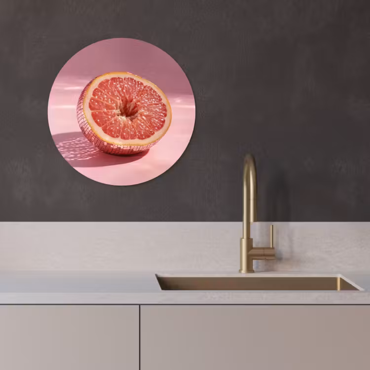 Tableau rond - Pamplemousse - Rose - Disco - Brillant — 4