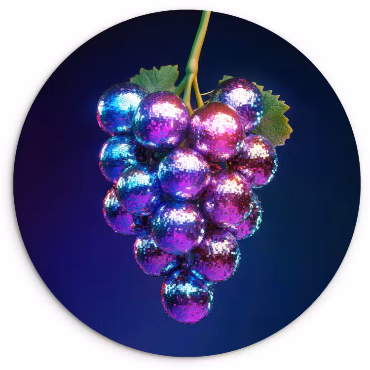 Tableau rond - Violet - Disco - Fête - Raisin — 1