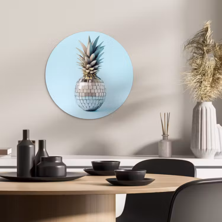 Tableau rond - Bleu - Ananas - Disco - Discoball — 2