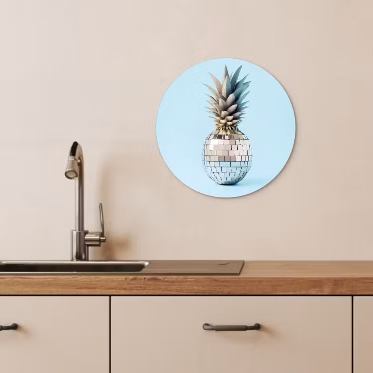 Tableau rond - Bleu - Ananas - Disco - Discoball — 4