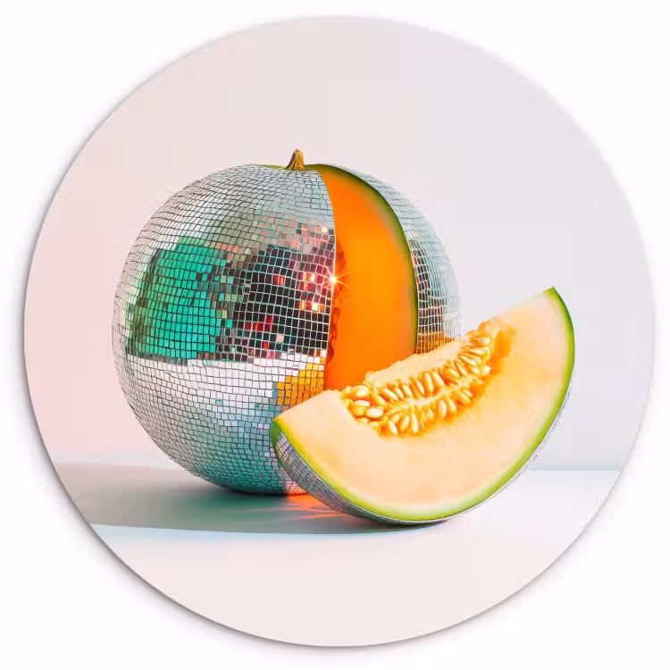Tableau rond - Disco - Discoball - Melon - Pastel — 1