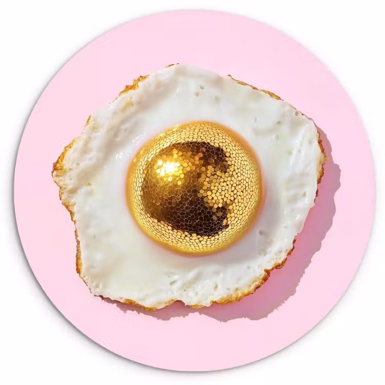 Tableau rond - Œuf - Disco - Petit déjeuner - Paillettes — 1