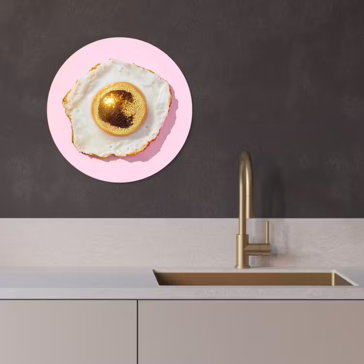 Tableau rond - Œuf - Disco - Petit déjeuner - Paillettes — 2