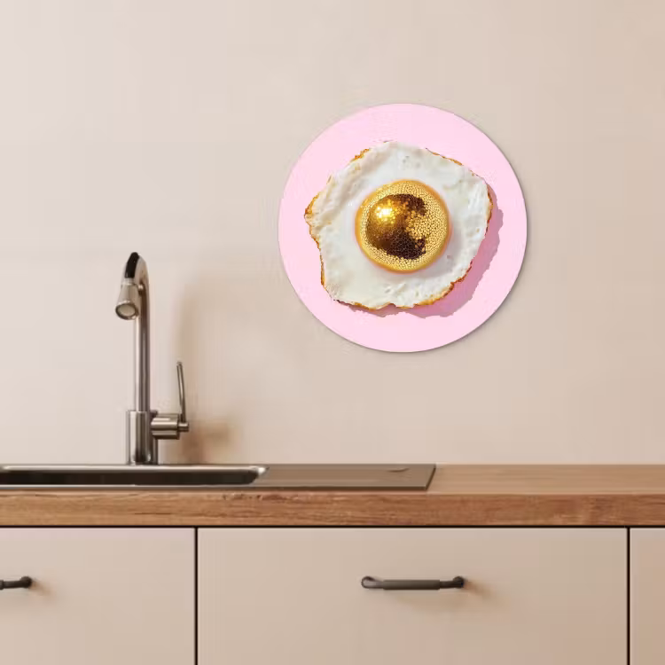 Tableau rond - Œuf - Disco - Petit déjeuner - Paillettes — 4
