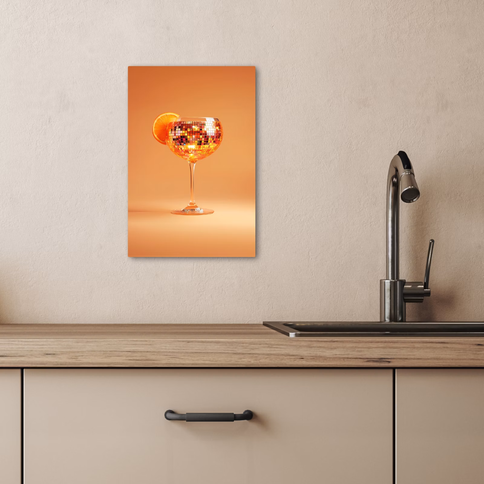 Tableau sur toile - Boisson - Orange - Paillettes - Disco — 1