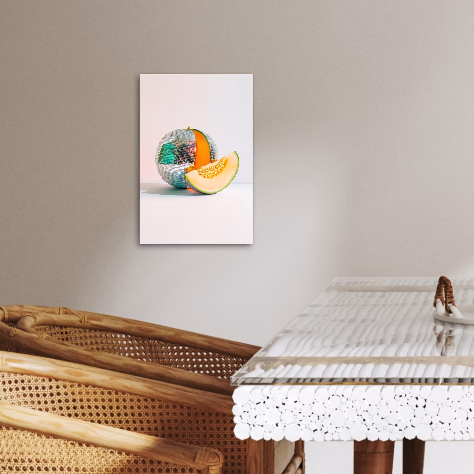 Tableau sur toile - Disco - Discoball - Melon - Pastel — 1