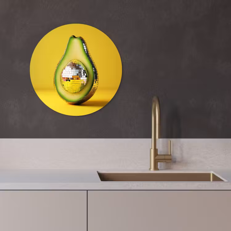 Tableau rond - Avocado - Discoball - Jaune - Paillettes — 4