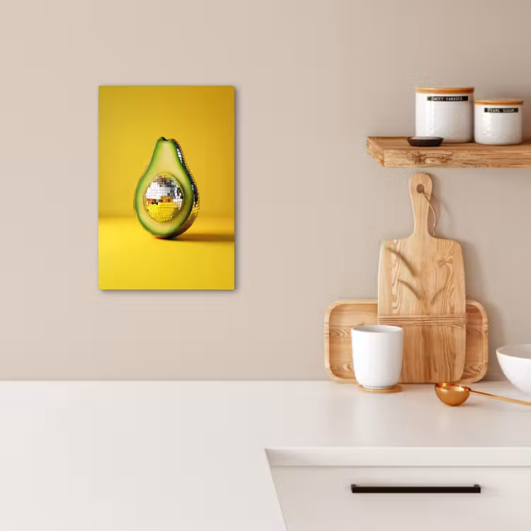 Tableau sur toile - Avocado - Discoball - Jaune - Paillettes — 1