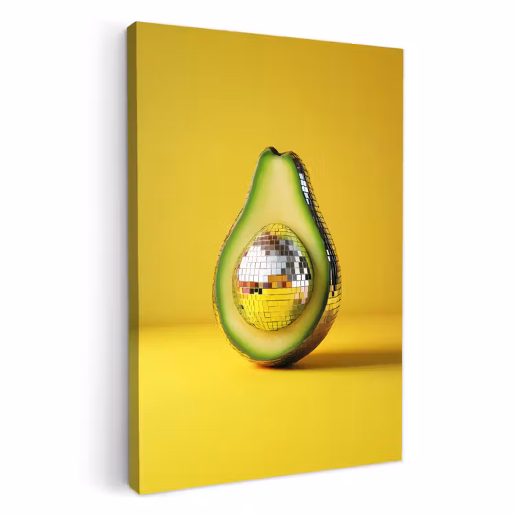 Tableau sur toile - Avocado - Discoball - Jaune - Paillettes — 2