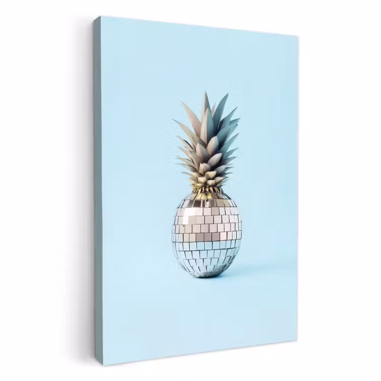 Tableau sur toile - Bleu - Ananas - Disco - Discoball — 1