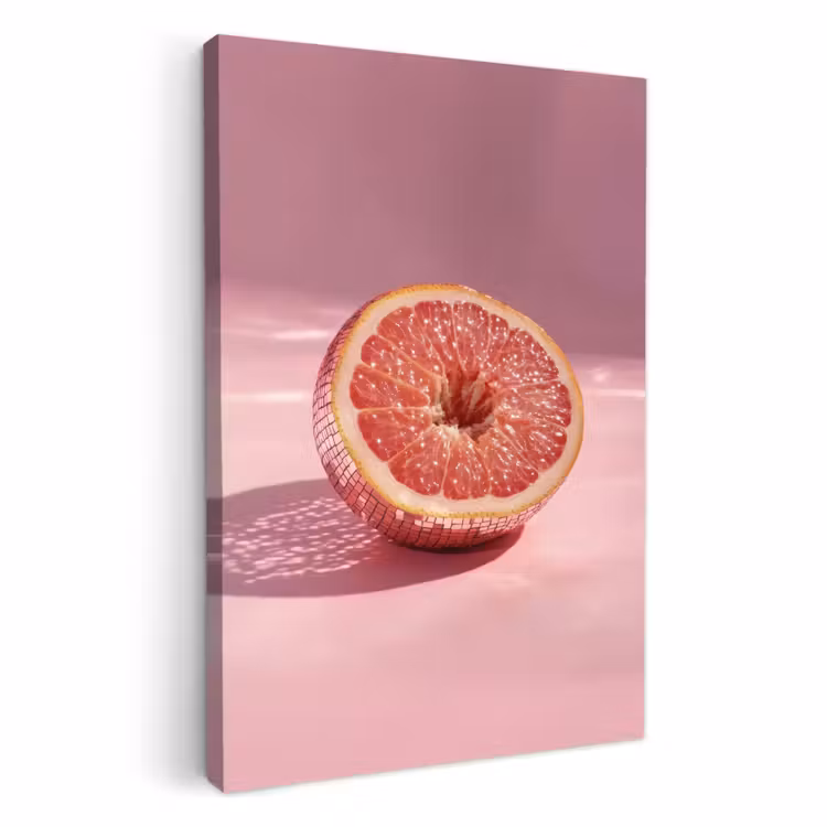Tableau sur toile - Pamplemousse - Rose - Disco - Brillant — 1