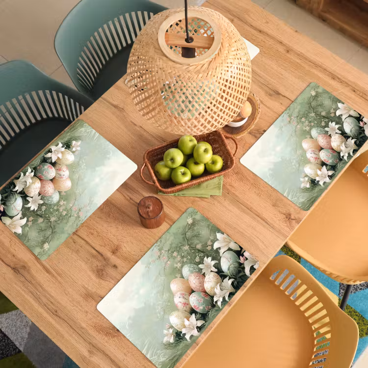 Set de table – 6 pièces - Oeufs de Pâques - Teintes pastel - Fleurs — 3