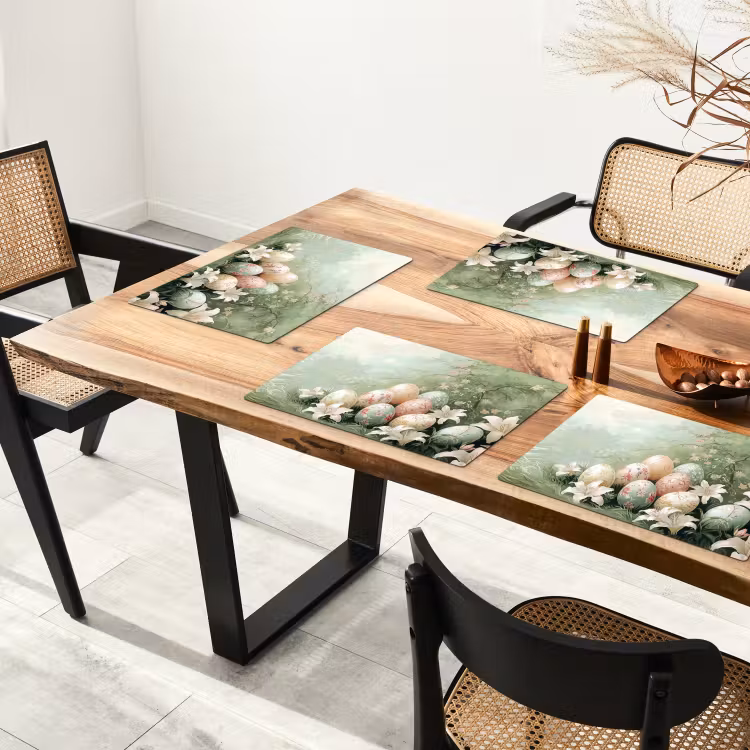 Set de table – 6 pièces - Oeufs de Pâques - Teintes pastel - Fleurs — 4