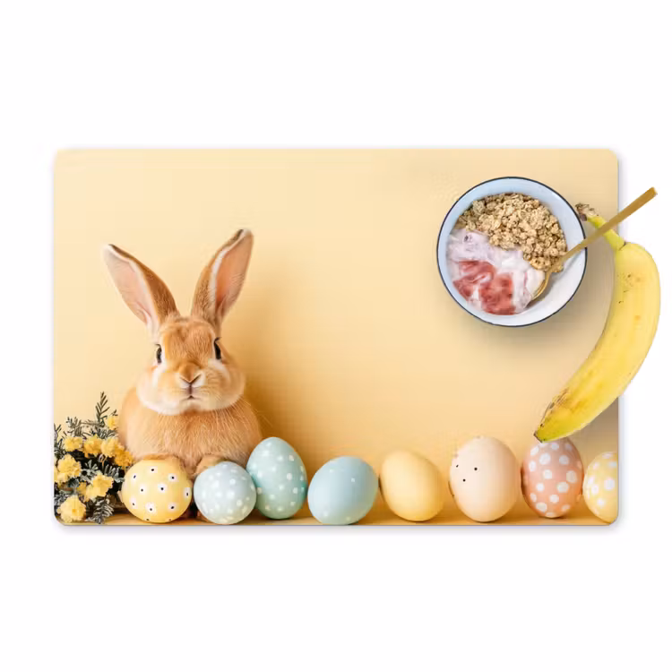 Set de table – 6 pièces - Oeufs - Lapin - Teintes pastel — 1