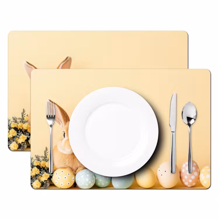 Set de table – 6 pièces - Oeufs - Lapin - Teintes pastel — 2