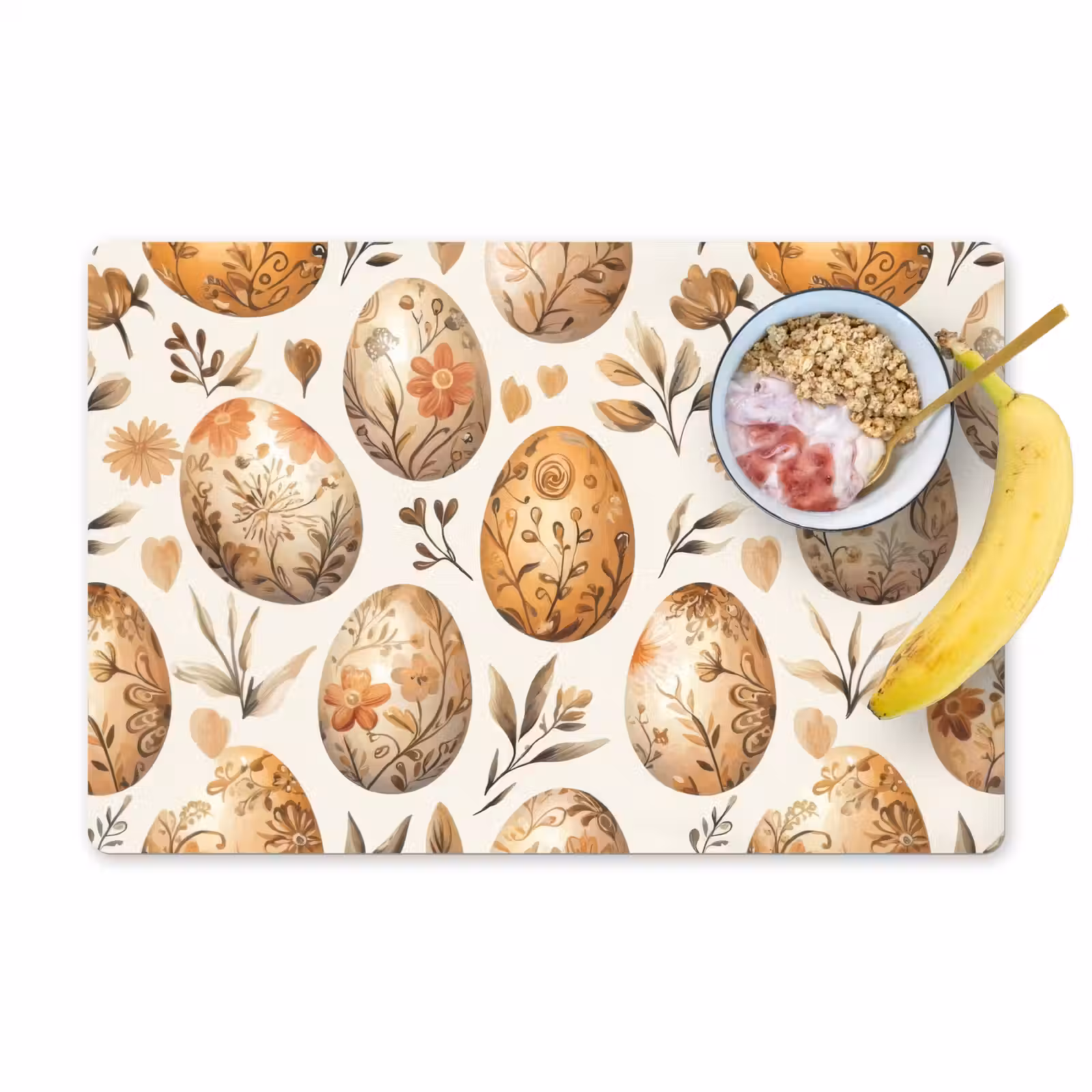 Set de table – 6 pièces - Oeufs de Pâques - Marron - Fleurs — 1
