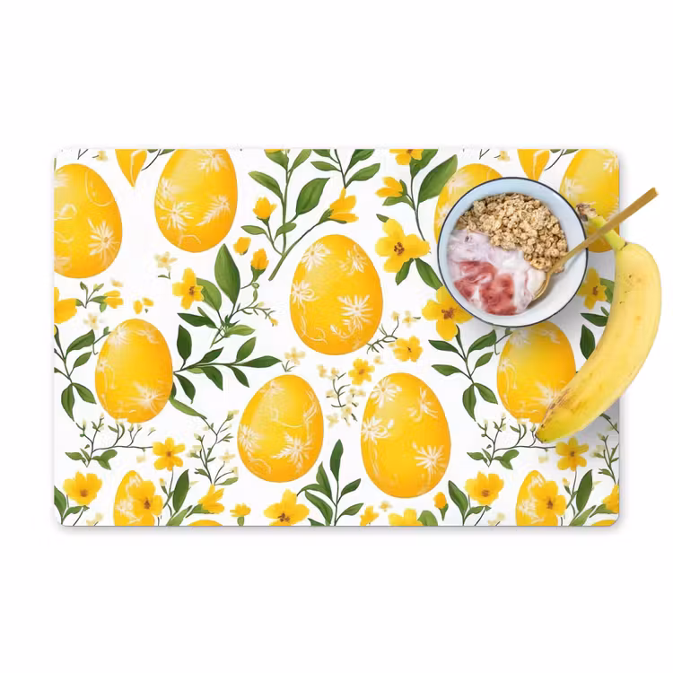Set de table – 6 pièces - Fleurs - Oeufs de Pâques - Jaune — 1