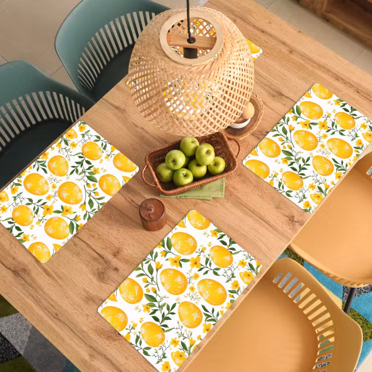 Set de table – 6 pièces - Fleurs - Oeufs de Pâques - Jaune — 3