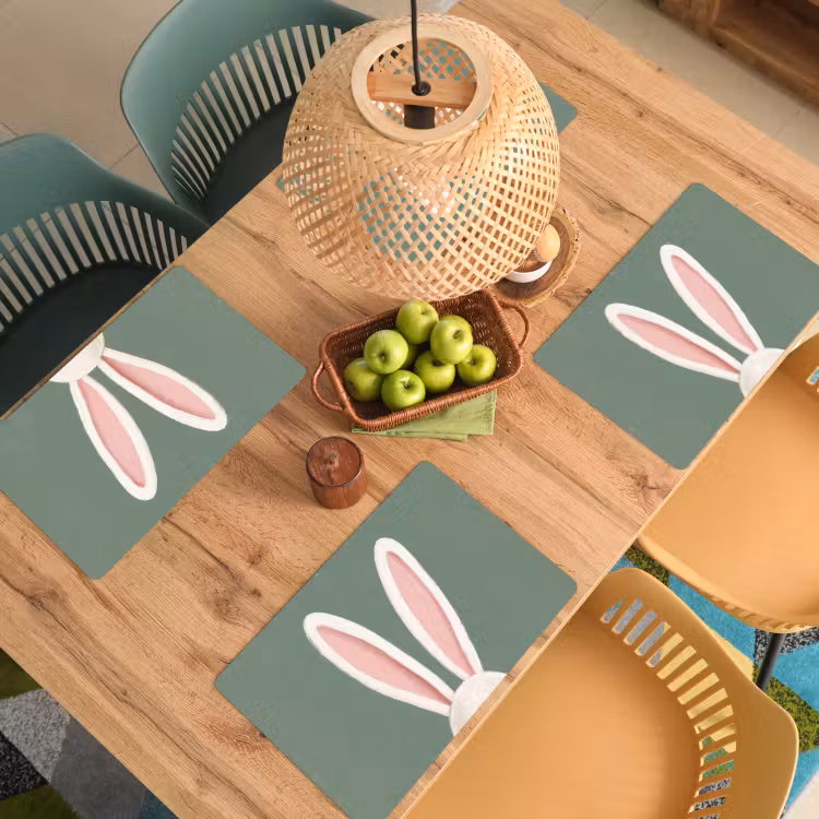 Set de table – 6 pièces - Lièvres - Oreilles - Rose — 3