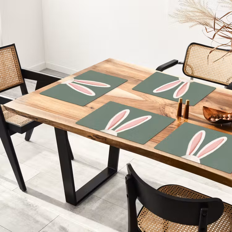 Set de table – 6 pièces - Lièvres - Oreilles - Rose — 4