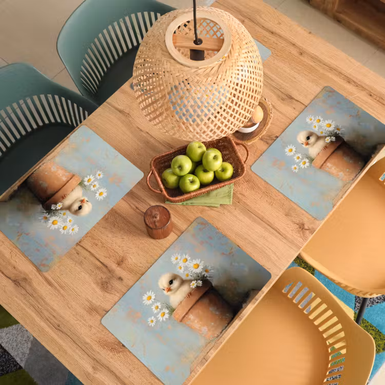 Set de table – 6 pièces - Pot de fleurs - Poussin - Fleurs — 3