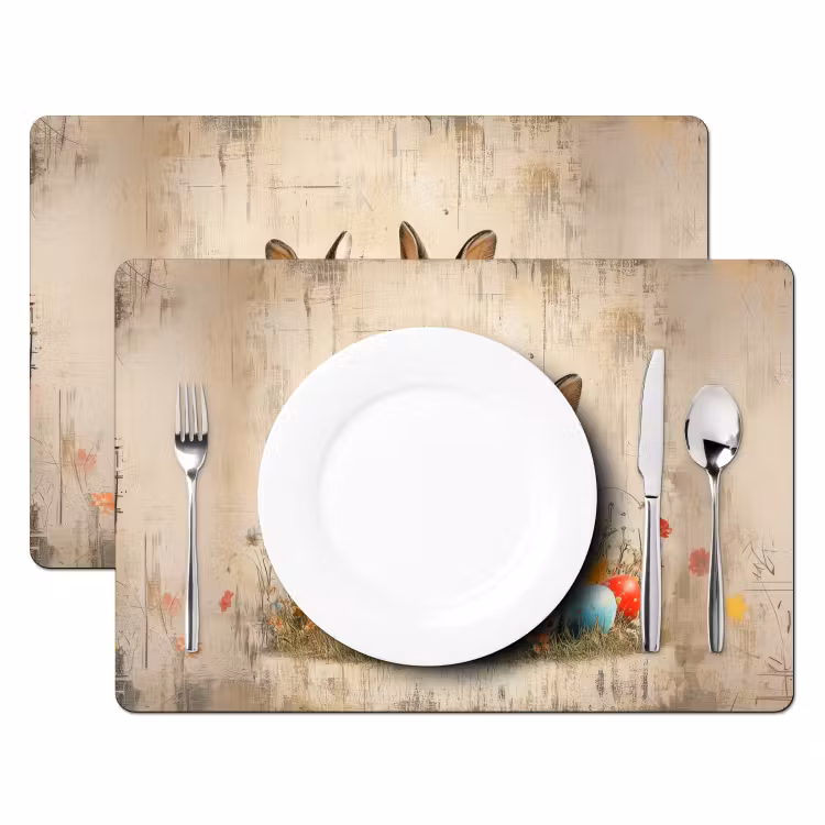 Set de table – 6 pièces - Lapins - Fleurs - Œufs — 2