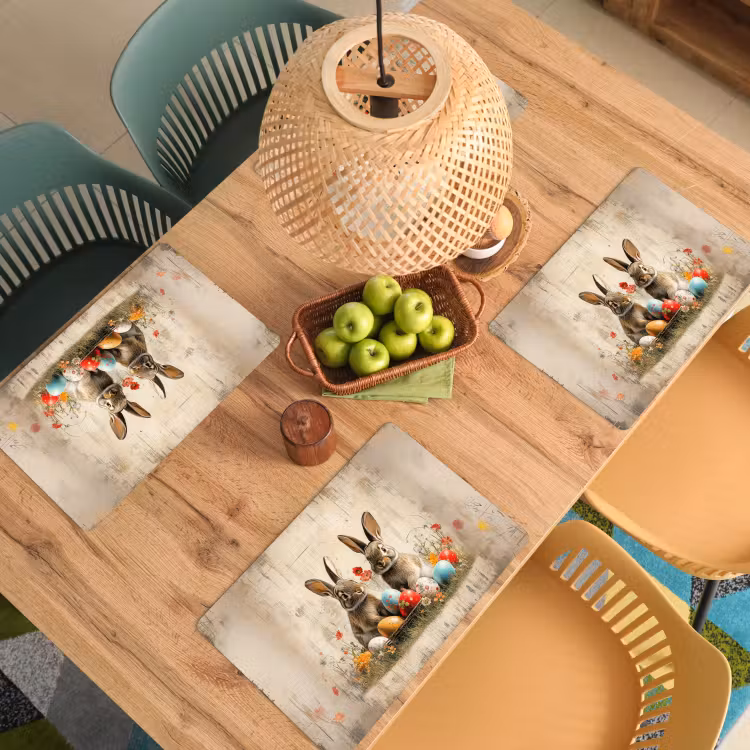 Set de table – 6 pièces - Lapins - Fleurs - Œufs — 3