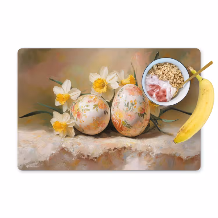 Set de table – 6 pièces - Fleurs - Oeufs - Peints — 1