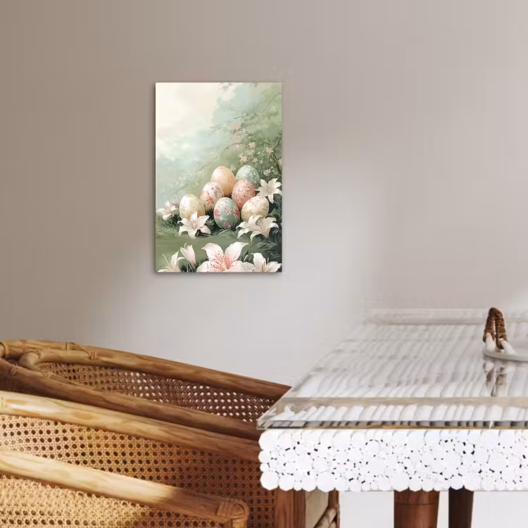 Tableau sur toile - Oeufs de Pâques - Teintes pastel - Fleurs — 3