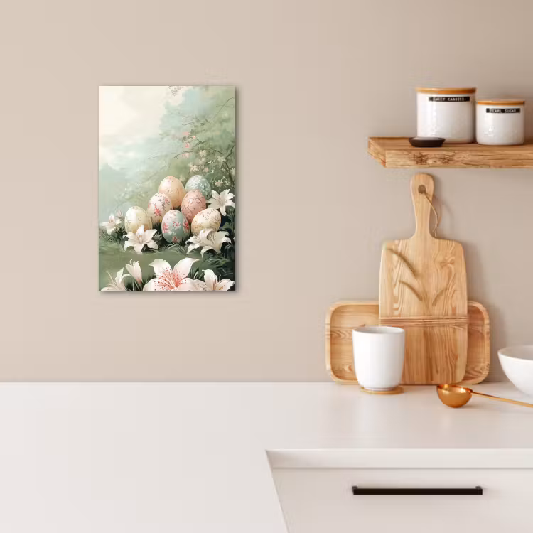 Tableau sur toile - Oeufs de Pâques - Teintes pastel - Fleurs — 4