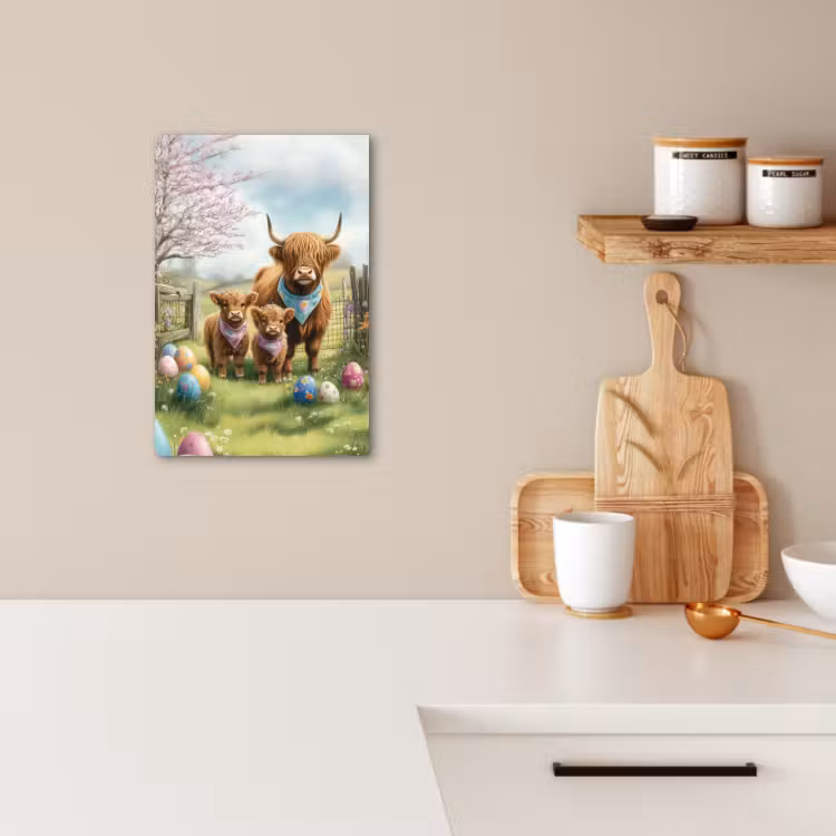 Tableau sur toile - Highlanders écossais - Oeufs de Pâques - Printemps — 1