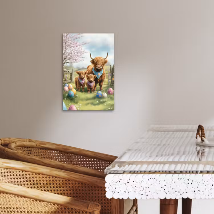 Tableau sur toile - Highlanders écossais - Oeufs de Pâques - Printemps — 3