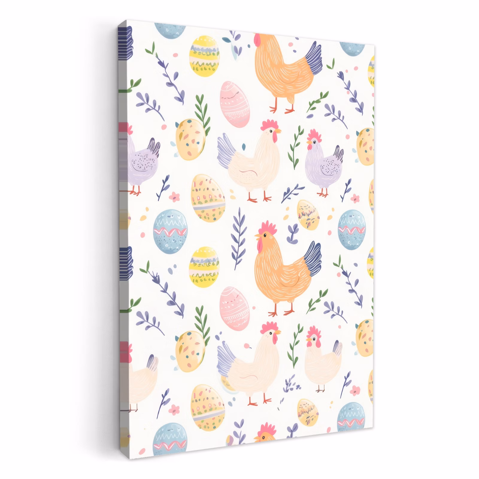 Tableau sur toile - Motif - Poulet - Œufs de Pâques — 1