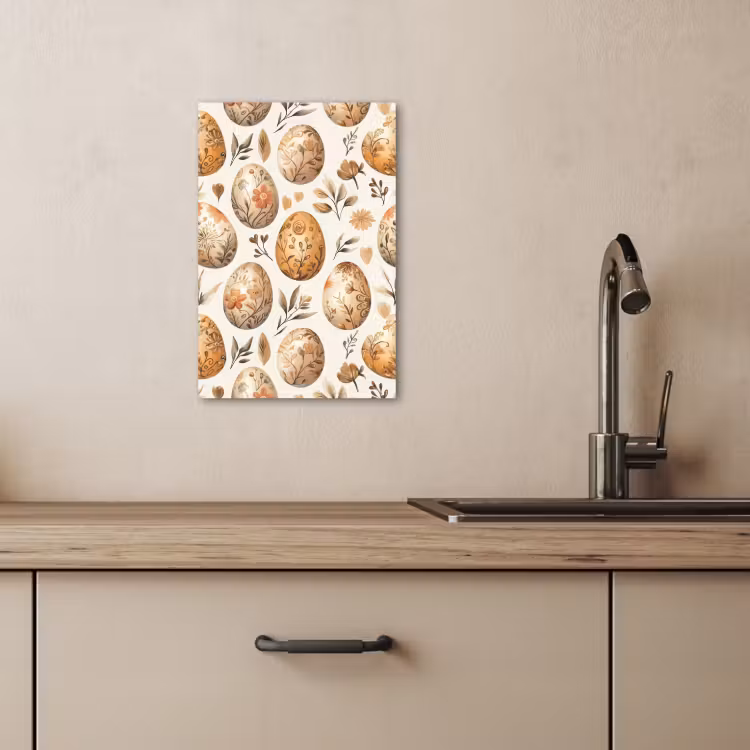 Tableau sur toile - Oeufs de Pâques - Marron - Fleurs — 3