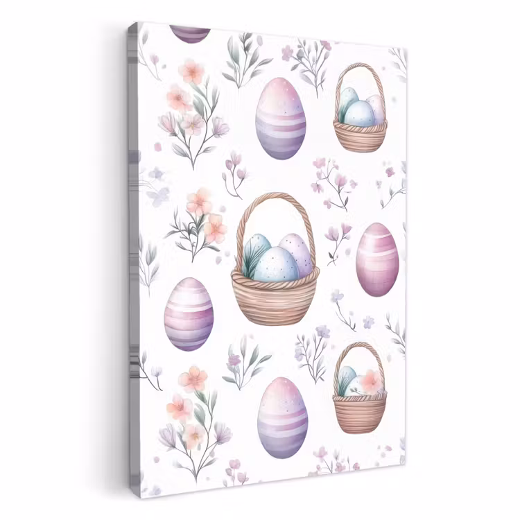 Tableau sur toile - Fleurs - Oeufs de Pâques - Patron — 1