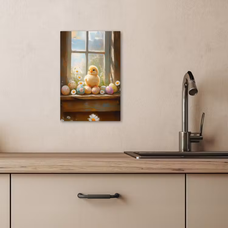 Tableau sur toile - Poussin - Fenêtre - Oeufs de Pâques — 2